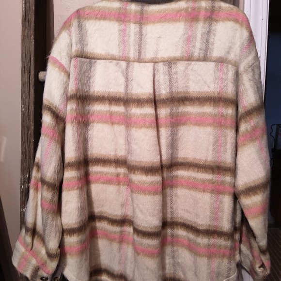 NEW -Brushed Drop Back Shacket Pink & Choc. Mocha Super Soft Jacket - Brand NEW - Picture 5 of 7